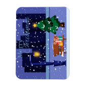 Weihnachtsstadtbild mit Straßenlaterne, Baum und G Magnet (Vertikal)