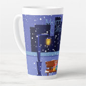 Weihnachtsstadtbild mit Straßenlaterne, Baum und G Milchtasse (Linke Ecke)