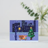 Weihnachtsstadtbild mit Straßenlaterne, Baum und G Postkarte (Stehend Vorderseite)