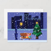 Weihnachtsstadtbild mit Straßenlaterne, Baum und G Postkarte (Vorne/Hinten)