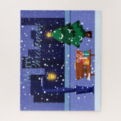 Weihnachtsstadtbild mit Straßenlaterne, Baum und G Puzzle (Vertikal)