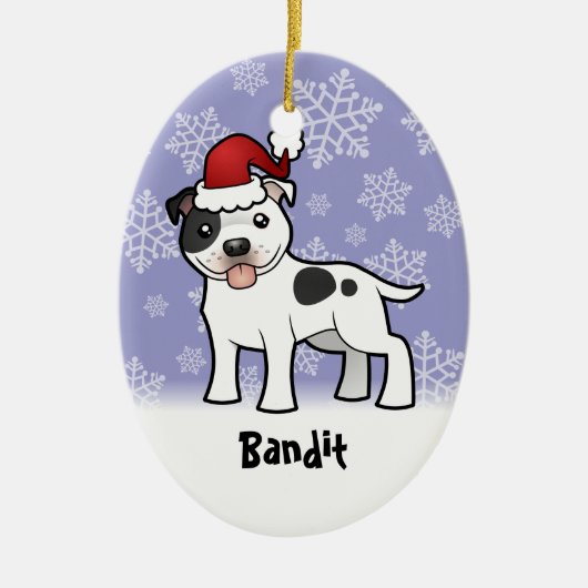 Weihnachtsstaffordshire-Bullterrier (addieren Sie Keramik Ornament (Vorne)