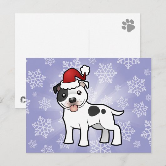 Weihnachtsstaffordshire-Bullterrier Feiertagspostkarte (Vorne/Hinten)