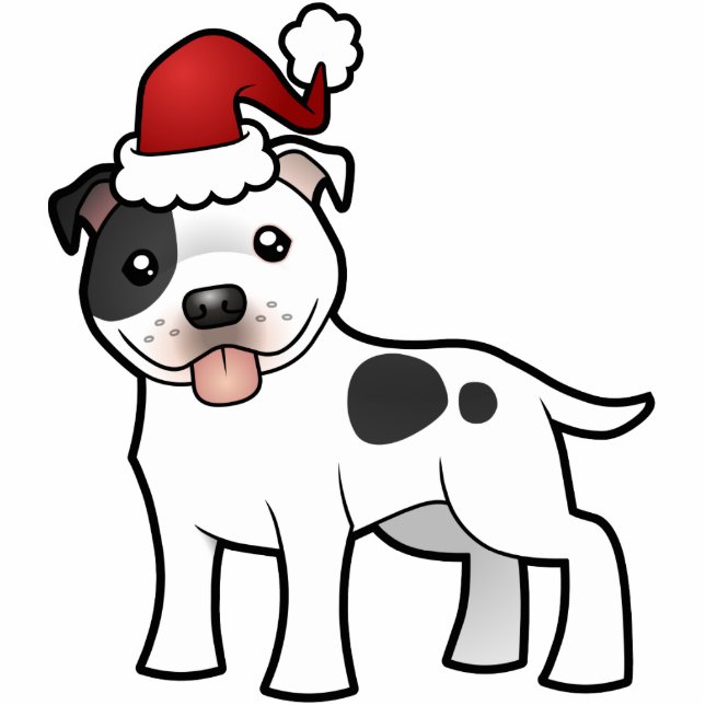 Weihnachtsstaffordshire-Bullterrier-Verzierung Fotoskulptur Ornament (Vorne)