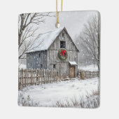 Weihnachtsstall in Schneeflocken Keramikornament (Links)