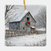 Weihnachtsstall in Schneeflocken Keramikornament (Vorderseite)