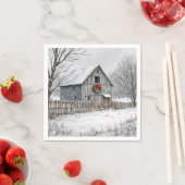 Weihnachtsstall in Schneeflocken Serviette (Beispiel)