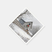 Weihnachtsstall in Schneeflocken Serviette (Ecke)