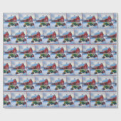 Weihnachtsstall mit grünem Traktor Geschenkpapier (Flach)