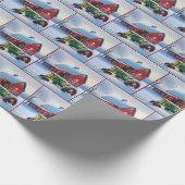 Weihnachtsstall mit grünem Traktor Geschenkpapier (Ecke)