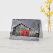 Weihnachtsstall mit roten Türen Karte (Gelbe Blume)