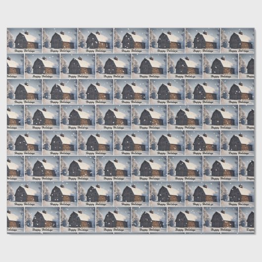 Weihnachtsstall mit Schneeflocken Geschenkpapier (Flach)