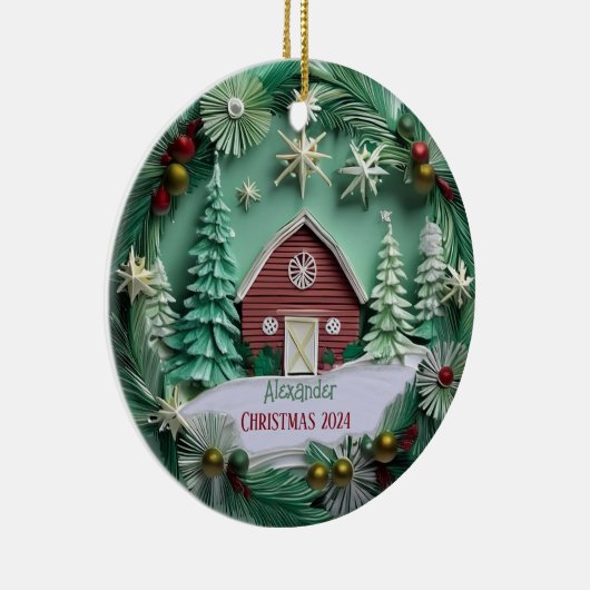 Weihnachtsstall Personalisiertes Ornament (Rechts)