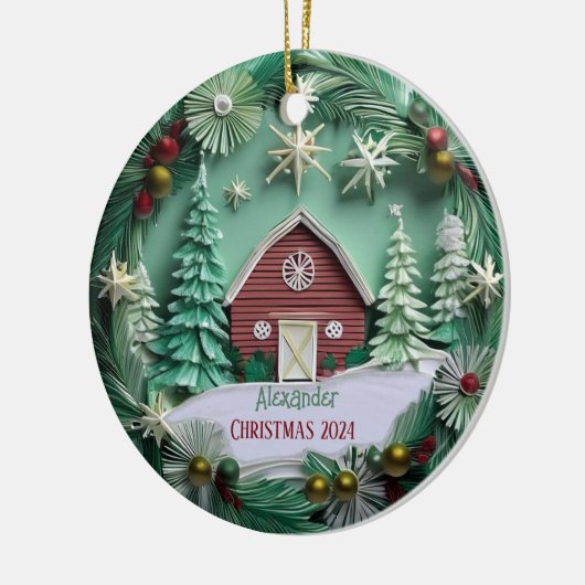 Weihnachtsstall Personalisiertes Ornament (Links)