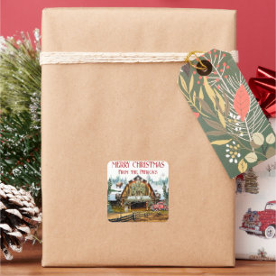 Weihnachtsstall Weihnachtsmarkt-Sticker Quadratischer Aufkleber