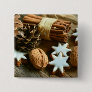 Weihnachtsstangen und Sterne Button