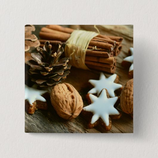 Weihnachtsstangen und Sterne Button (Vorderseite)