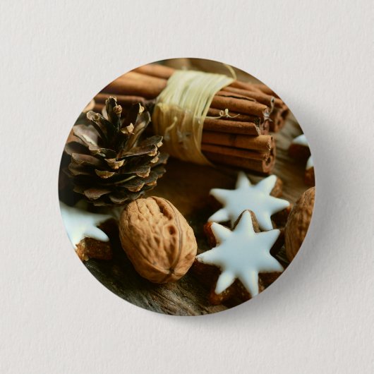 Weihnachtsstangen und Sterne Button (Vorderseite)
