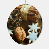 Weihnachtsstangen und Sterne Keramik Ornament (Links)
