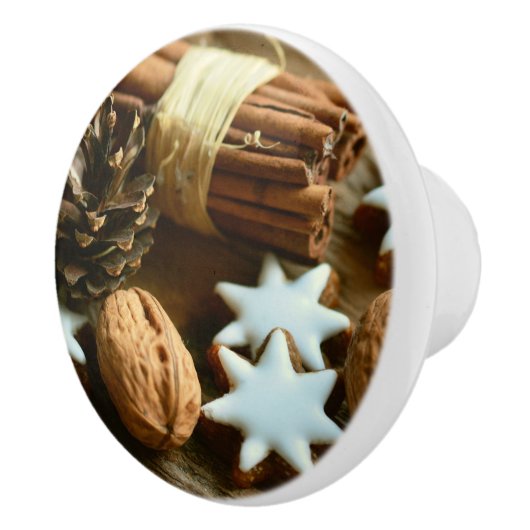 Weihnachtsstangen und Sterne Keramikknauf (Rechts)