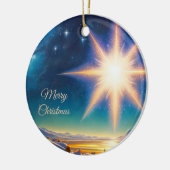 Weihnachtsstar, bezaubernde Winterlandschaft in de Keramik Ornament (Links)