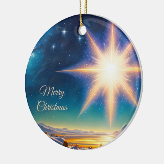 Weihnachtsstar, bezaubernde Winterlandschaft in de Keramik Ornament (Links)