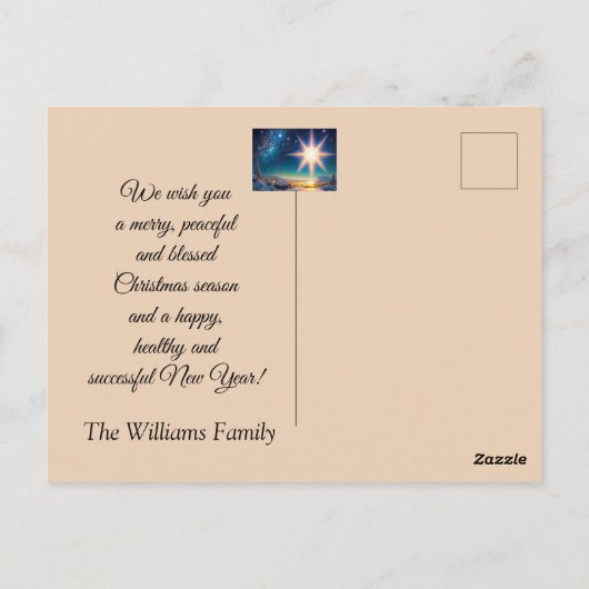 Weihnachtsstar, bezaubernde Winterlandschaft in de Postkarte (Rückseite)