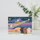 Weihnachtsstar - Poodles (drei Spielzeug) - Feiertagspostkarte (Stehend Vorderseite)