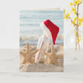 Weihnachtsstarfisch mit Flaschenpost Karte (Gelbe Blume)