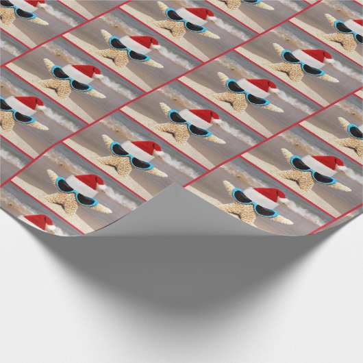 Weihnachtsstarfisch mit Sonnenbrille Geschenkpapier (Ecke)