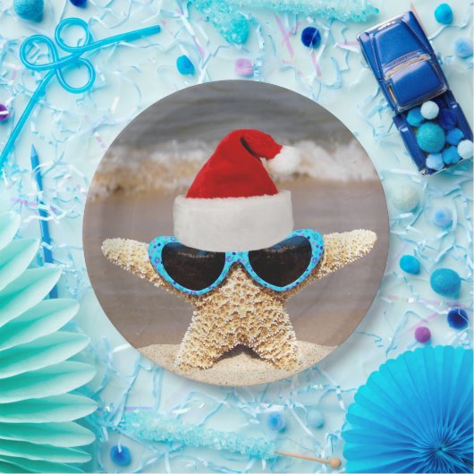 Weihnachtsstarfisch mit Sonnenbrille Pappteller (Party)