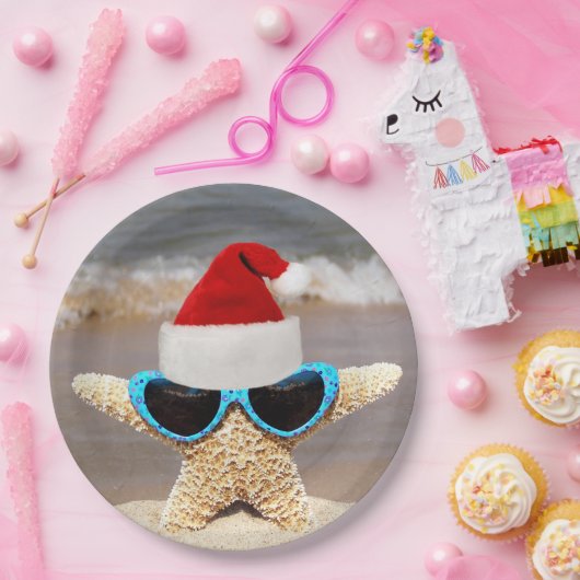 Weihnachtsstarfisch mit Sonnenbrille Pappteller (Party)