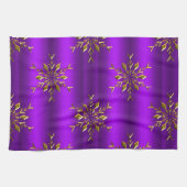 Weihnachtsstars aus Gold auf Lila Weihnachten Geschirrtuch (Horizontal)
