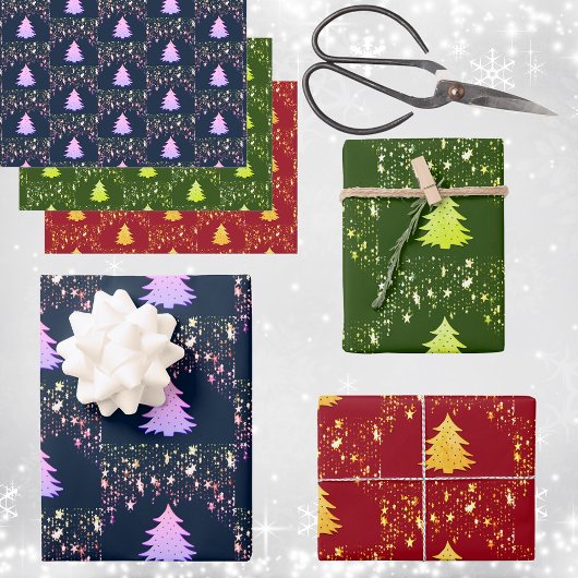 Weihnachtsstars & Bäume mit Baubles Shades, ZSSG Geschenkpapier Set