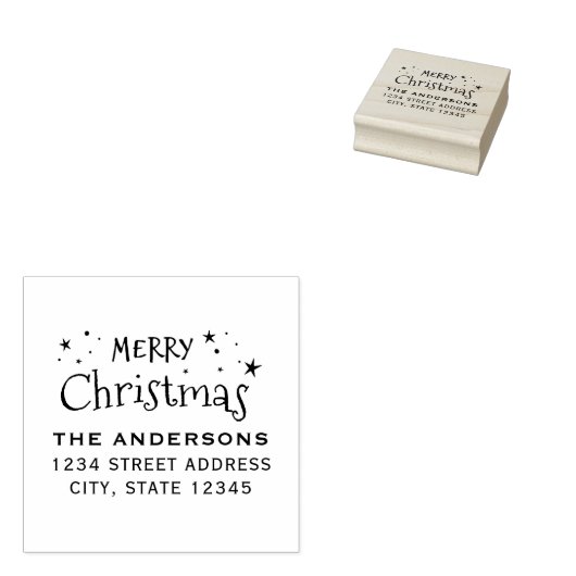 Weihnachtsstars Familienname Rücksendeadresse Gummistempel (Stempel)