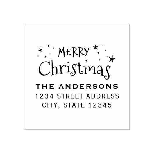 Weihnachtsstars Familienname Rücksendeadresse Gummistempel (Prägung)