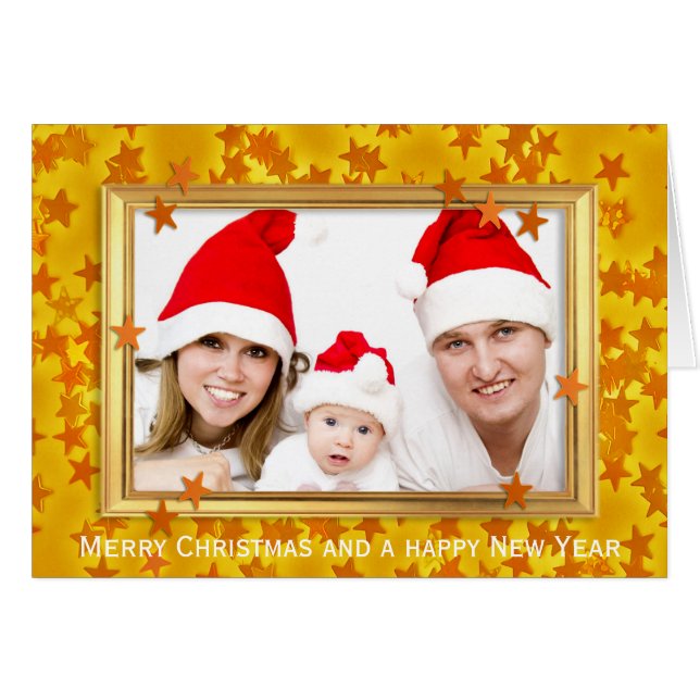 Weihnachtsstars Foto Rahmen + Ihr Foto & Text (Vorderseite (Horizontal))