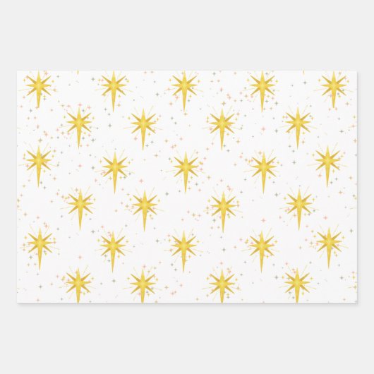 Weihnachtsstars Geschenkpapier Set (Vorderseite)