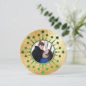 Weihnachtsstars: Grün und Gold Feiertagskarte (Stehend Vorderseite)