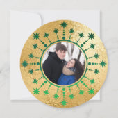 Weihnachtsstars: Grün und Gold Feiertagskarte (Vorderseite)