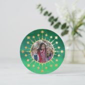 Weihnachtsstars: Grün und Gold Feiertagskarte (Stehend Vorderseite)