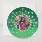 Weihnachtsstars: Grün und Gold Feiertagskarte (Vorderseite)
