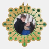 Weihnachtsstars: Grün und Gold Ornament Karte (Vorderseite)