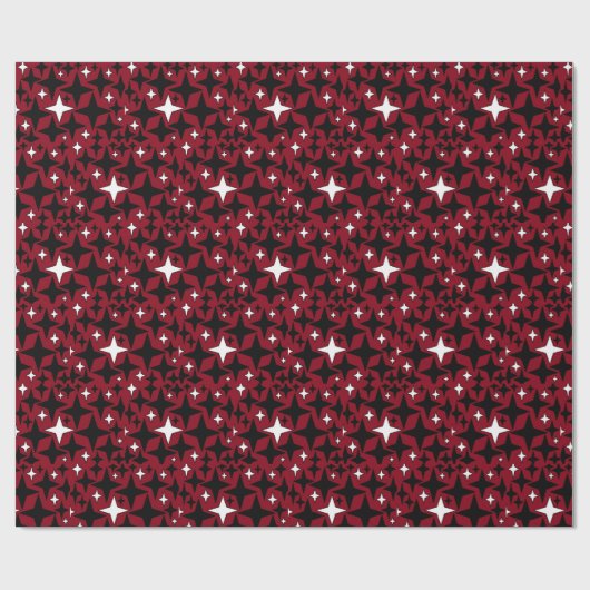 Weihnachtsstars Schwarz in Weiß und Rot Hintergrun Geschenkpapier (Flach)