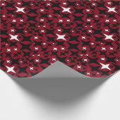 Weihnachtsstars Schwarz in Weiß und Rot Hintergrun Geschenkpapier (Ecke)