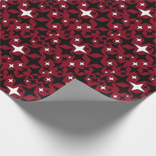 Weihnachtsstars Schwarz in Weiß und Rot Hintergrun Geschenkpapier (Ecke)