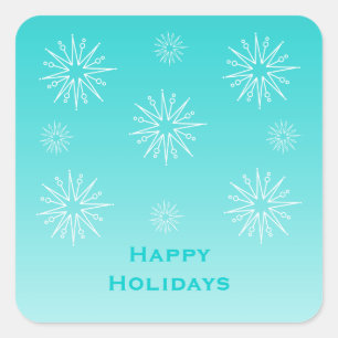 Weihnachtsstars-Sticker, Aqua Quadratischer Aufkleber
