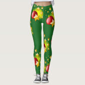 Weihnachtsstars und Balls Stretchpflanzen Leggings (Vorderseite)