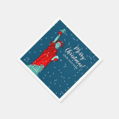 Weihnachtsstatue des Weihnachtsmannes Weihnachtsfe Serviette (Ecke)