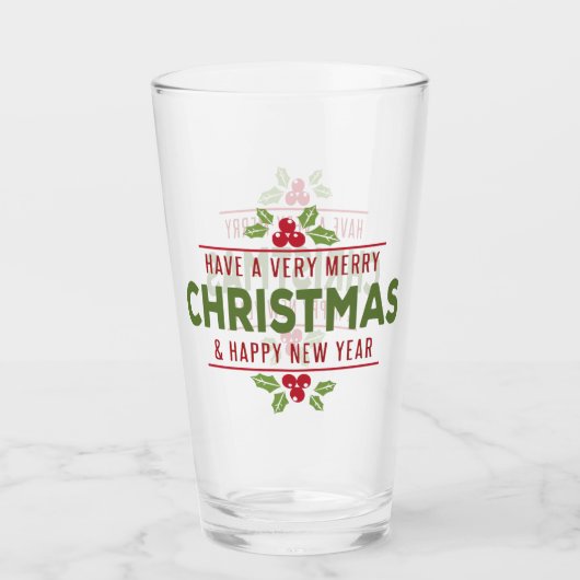 Weihnachtsstechpalmen-Beeren-Bier-Glas Glas (Vorderseite)